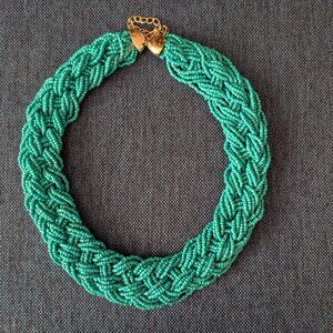 Beaded Turquoise Colored Braided necklace